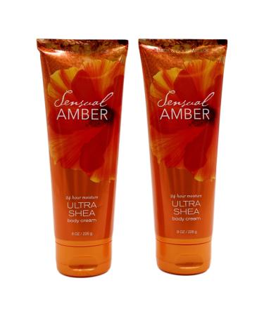 Bath and Body Works Sensual Amber Triple Moisture Body Cream 8 oz 2 Pack