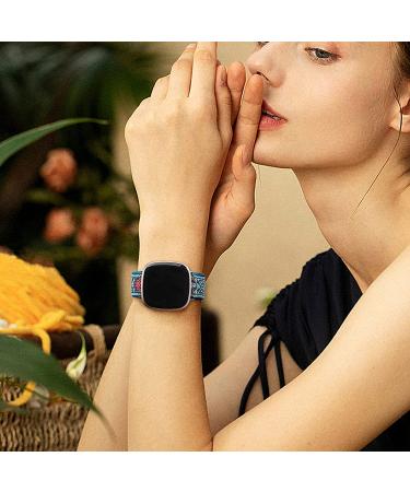 Maledan Compatible with Fitbit Sense and Versa 3 Bands Women Men - Adjustable Stretchy Nylon Solo Loop Braided Sport Elastics Strap for Fitbit Sense & Versa 3 Smartwatch Arrow/ Colorful/ Boho Flower - Buy Online on SooperMarket.com