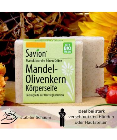 Savion Almond-Olive Kernel Body Soap - Vegan Palm Oil Free Cruelty Free Peeling Soap (80g) - International Shipping Available - Buy Online on SooperMarket.com