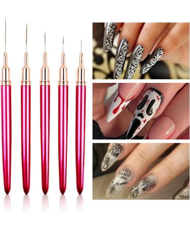5Pcs Nail Arts Liner Brushes Painting Brush Set Thin Nail Arts Dotting Drawing Pen 4/8/12/20/25mm Suitable For Home Use - Buy Online on SooperMarket.com