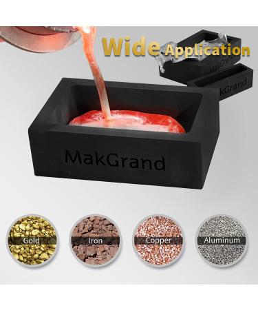MakGrand 2Kg Graphite Ingot Mold for Melting Aluminum Copper Silver Gold 7 Capacity Options | Smelting Tool for Refining and Recycling Metal - Buy Online on SooperMarket.com