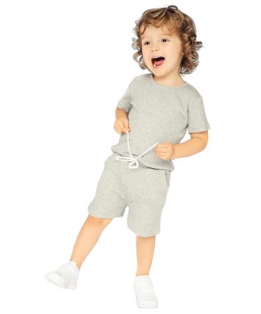 DreamBuy 20 Colours Ribbed Pyjama/Tracksuit/Loungewear Unisex Boys And Girls Pyjamas Baby Clothes Pyjamas For Women And Mens Pyjamas 2-3 Years Dove Grey Summer