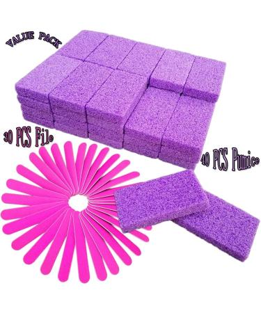 70-Piece Pedicure Exfoliator Kit: Disposable Pumice Stone, Sponge Scrubber, Callus Remover, Nail Files - Purple - Buy Online on SooperMarket.com
