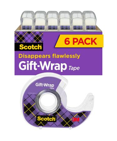 Scotch Gift Wrap Tape  6 Rolls  The Go-To Tape for the Holidays  3/4 x 650 Inches  Dispensered (615-GW)
