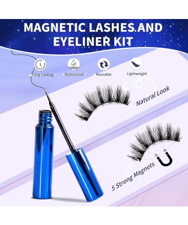 Premium Magnetic Eyelashes and Eyeliner Kit - 3D Natural Look, Lightweight & Sweatproof - Easy to Wear and Reusable - No Glue Needed (7 Pair) - Buy Online on SooperMarket.com