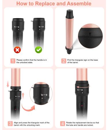 LXMTOU 3 in 1 Tapered Curling Wand Set - 1/2-1 1/4 Inch Ceramic Barrel - Rose Pink - Buy Online on SooperMarket.com