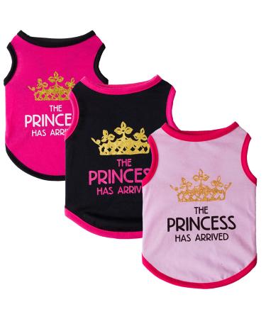 3-pack dog clothing printed Princess Prince Pet West T-shirt dog clothing costume for cats puppies Small dogs medium-sized dogs (princess small) Princess Rosa S