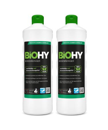 Biohy floor cleaner (2 x 1 liter) |Concentrate for all cleaning devices and all hard floors |Pleasant smell and streak -free cleaning |Ideal for laminate PVC & Stein |Organic concentrate 1 L (2 pack)