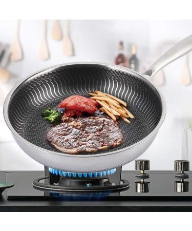 Qzwgz Cookg 51 31 8 Household 304 Stainless Steel Cooking Frying Pan Non-Stick Pot Kitchen Utensils 28cm - Buy Online on SooperMarket.com