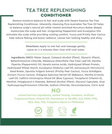 Desert Essence Tea Tree Replenishing Shampoo and Conditioner Bundle - 12.7 Fl Oz - Peppermint & Yucca - Tea Tree Oil - For All Skin Types - Buy Online on SooperMarket.com