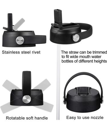 FLORAPELL Straw Lid for Hydro Flask Wide Mouth Bottles - Black | Fits 32/40oz | Replacement Cap with Straw & Flex Handle - Buy Online on SooperMarket.com