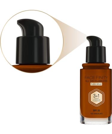 Max Factor Facefinity 3-in-1 All Day Flawless Liquid Foundation SPF 20 - 102 Chocolate 30 ml - Pack of 1 - Buy Online on SooperMarket.com
