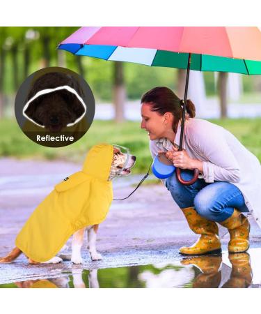 Lukovee Dog Raincoat with Clear Hood & Reflective Rim - Adjustable Waterproof Jacket for Dogs - Yellow - Size Large - Buy Online on SooperMarket.com