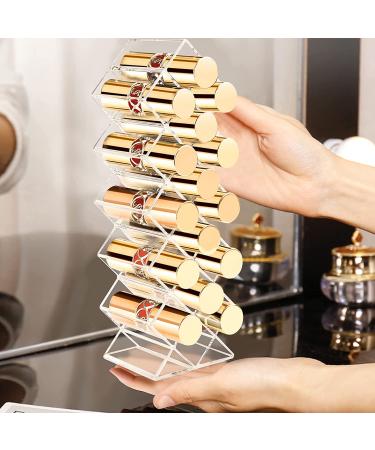 Tasybox Clear Acrylic Lipstick Organizer with 16 Slots - Lipstick Holder and Storage Case Display Stand - 3.07 x 2.4 x 8.97 Inch - Buy Online on SooperMarket.com