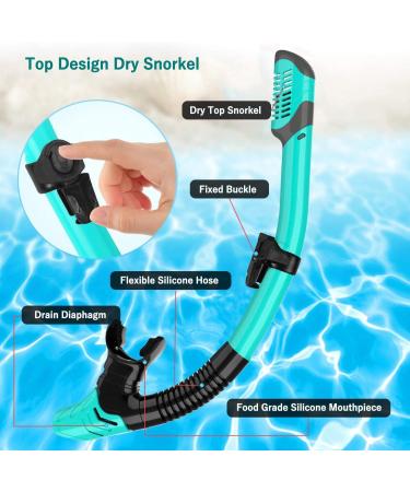 Createy Snorkel Set | Panoramic View Diving Mask, Trek Fin, Dry Top Snorkel - Green | S/M Adults 4.5-8.5 - Buy Online on SooperMarket.com