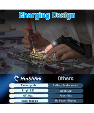 Hinshark LED Flashlight Gloves - Rechargeable Fishing Gifts for Men Cool Tools & Gadgets for Him Birthday, Father's Day, Boyfriend, Husband - Black - Buy Online on SooperMarket.com