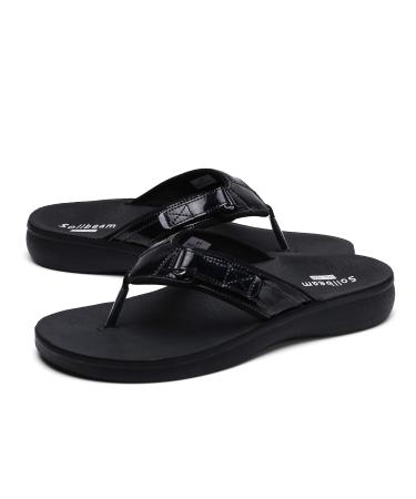 SOLLBEAM Womens Original Orthotic Comfort Thong Style Flip Flops Sandals With Arch Support Heel Cup 7 Blackb01