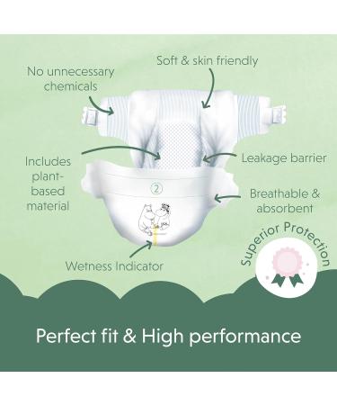 Moomin Baby Eco Diapers Size 2 (56 Pieces) - Soft Skin-Friendly Chemical-Free | Newborn Comfort (3-6 kg) - Buy Online on SooperMarket.com