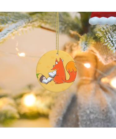 YYHHAOFA Sunflower Seeds and Foxes Picture Christmas Ceramic Round Pendant Decoration - Festive Hanging Ornament for Stores and Homes -2.9 in - Buy Online on SooperMarket.com