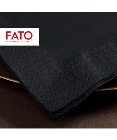 Fato Disposable Paper Napkins | 50 Pack 33x33cm Black 2-Layer 4-Folded - Perfect for Informal Lunch & Buffets | FSC Certified - Buy Online on SooperMarket.com