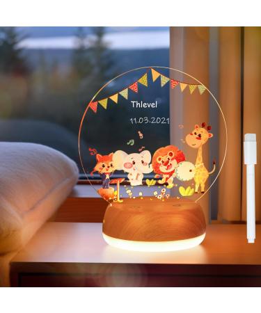 Thlevel personalized night light night lamp lamp bedside lamp 3 light modes with acrylic plate for children gift children's room bedroom living room b