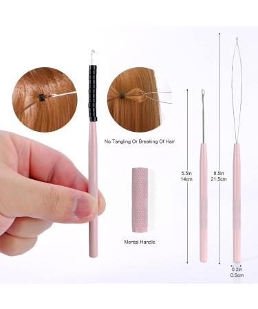 EHDIS Hair Extensions Tools Kit 2 Stainless Steel Pliers for Hair Apply&Remove Micro Ring Loop 2 Loop Needle Threader Pulling Hook 2 Clip Multi Functional Hair Extension Tool Pink - Buy Online on SooperMarket.com