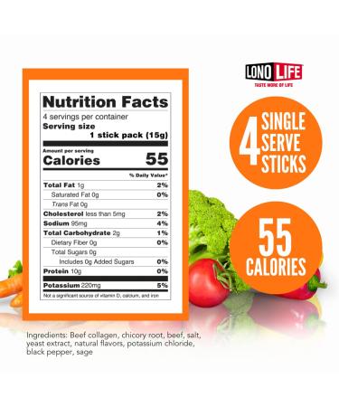 LonoLife Grass-Fed Beef Bone Broth Sticks - Low-Sodium, 10g Collagen Protein, Gluten-Free, Keto & Paleo Friendly - 4 Pack - Buy Online on SooperMarket.com