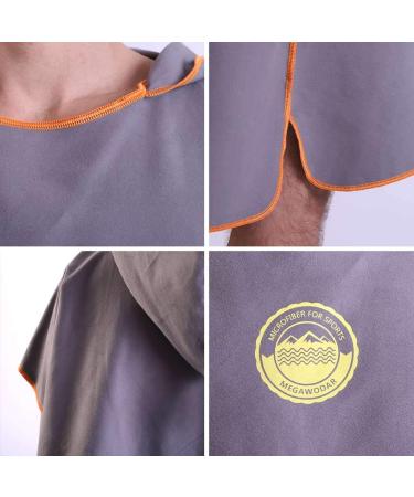 Megawodar Microfiber Poncho Towel - Adult Surf Beach Wetsuit Changing Robe - Gray - Buy Online on SooperMarket.com