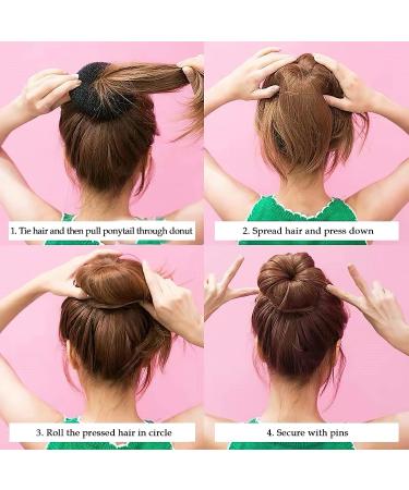 6-Piece Hair Bun Maker Set - Ring Style Donut Bun Shaper & Hair Accessories with Bobby Pins, Elastic Bands, and Ponytail Tools for Women, Girls, Kids - Black - Buy Online on SooperMarket.com