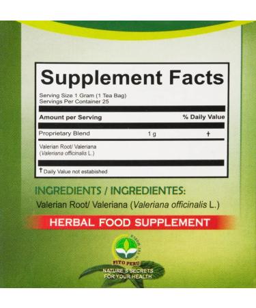 Hanan Valerian Root Tea - 25 Tea Bags from Peru, 1000mg Valerian for Relaxation and Sleep Aid - Buy Online on SooperMarket.com