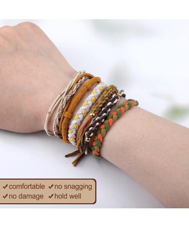 57 Pcs Boho Hair Tie Bracelets - Elastic Retro Ponytail Holders for Women | Thick and Thin Hair Bands - Buy Online on SooperMarket.com