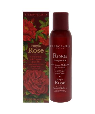 L'Erbolario Purple Rose Body Oil - Scented Moisturizing Body Oil for Soothing and Relaxing Massage - Leaves Your Skin Feeling Smooth and Supple - Perfume Body Oil for Dry and Sensitive Skin - 4.2 oz