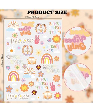 Hippie Temporary Tattoo Sticker Set - Flower, Love, and Peace Sign Designs for Adults and Kids - Buy Online on SooperMarket.com