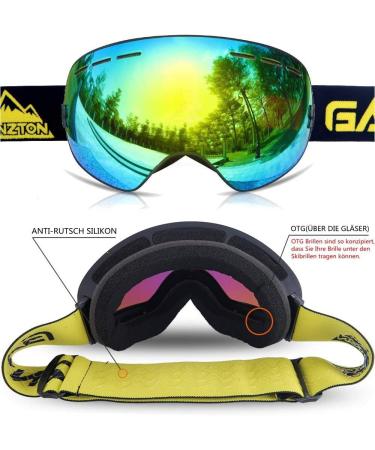 GANZTON Ski Goggles | Double Lens UV Protection & Anti-Fog | Unisex Snowboard Goggles for Men Women Boys & Girls - Black - Buy Online on SooperMarket.com