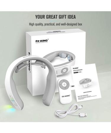 FIT KING Neck Massager with Heat & TENS Technology for Fatigue and Pain Relief - Cordless & Rechargeable Design | Remote Control & Voice Broadcast | 5 Modes 16 Intensities FT-056N - Buy Online on SooperMarket.com