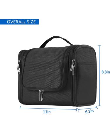 Extra Large Hanging Toiletry Bag for Men & Women - Waterproof Shower Bag with Metal Hook - Dopp Kit/Shaving Bag - Makeup Organizer (Black) - Buy Online on SooperMarket.com