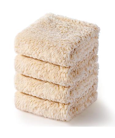 Pack of 4 Calming Blankets Fluffy Fleece Cat Dog Blanket Pet Blankets Sherpa Throw Flannel Puppy Blanket Sleeping Blankets Bed Blankets for Small Medium Dog 16 x 24 Inch Beige