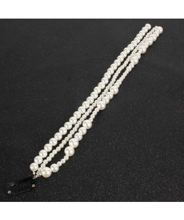 Minkissy Pearl Beads Strand Elegant Hair Chain Hair Extensions Barrettes Ponytail Decor For Women Bride Birthday Wedding Valentines Day Party - Buy Online on SooperMarket.com