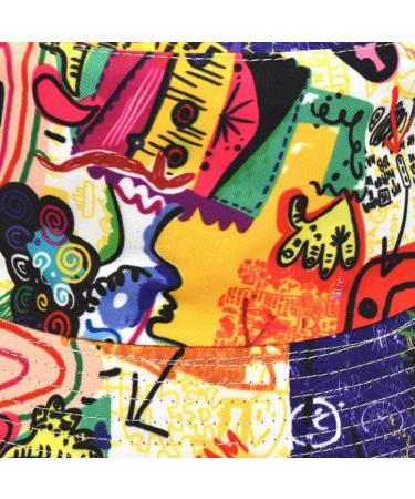 Quanhaigou Reversible Bucket Hat for Men Women - Packable Sun Hat for Outdoor Travel Hiking Beach - Colorful Graffiti Print - Buy Online on SooperMarket.com