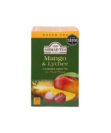 Ahmad Tea Mango & Lychee Green Tea | Green Tea - 20 Teabag Sachets Mango & Lychee 20 Count (Pack of 1)