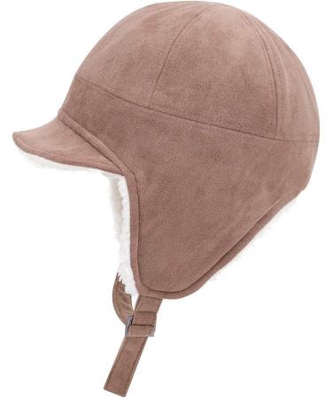 Windproof Coldproof Faux Fur Ushanka Russian Hat | Winter Earflap Hat for Adults & Elders | Thick Plush Lining | Ski & Hunting Trapper Hat - Khaki - Buy Online on SooperMarket.com