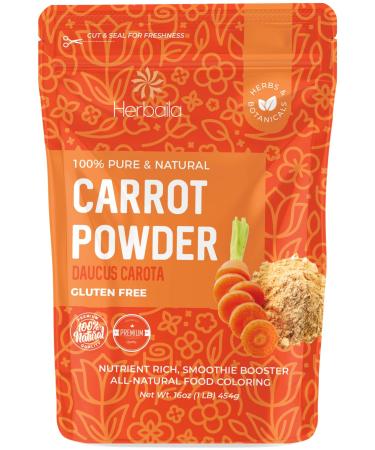 Carrot Powder 16oz (1 lb), Pure Dried Carrot Juice Powder, Smoothie Booster, Natural Orange Carrot Food Coloring | non-GMO, Gluten-free