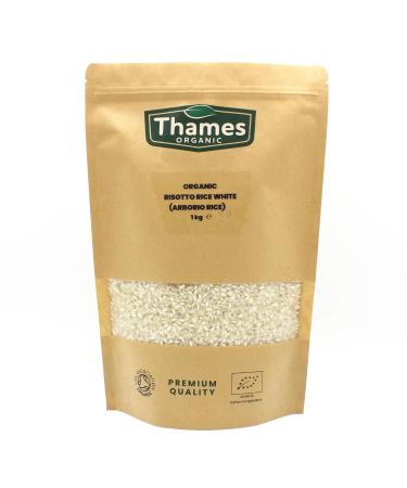 Organic Risotto Rice - Certified Organic Non-GMO Vegan No Additives No Preservatives Resealable Bag by Thames Organic 1kg