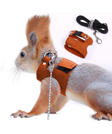 Squirrel traction rope belt anti-bite chain rope adjustable vest small animal dishes with a leash hamster racing mice rat mouse ferret chinchilla small animals brown