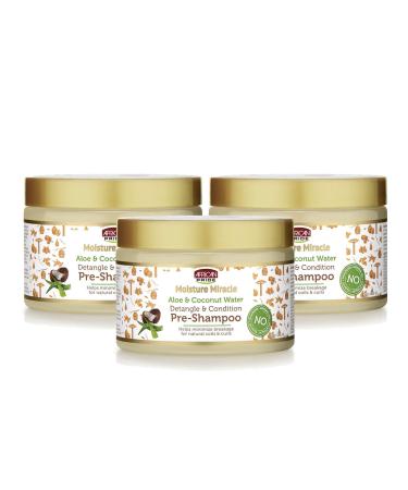 African Pride Moisture Miracle Aloe & Coconut Water Pre-Shampoo - Helps Minimize Breakage for Natural Coils & Curls Detangles & Conditions 12 oz (3 Pack) Coconut 12 Fl Oz (Pack of 3)