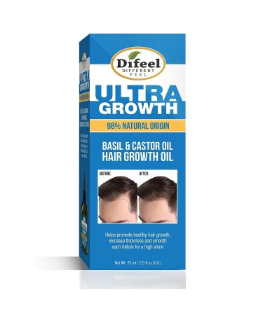 Difeel Men's Ultra Growth Basil & Castor Hair Oil 2.5 oz - Promotes Hair Growth & Thickness - Buy Online on SooperMarket.com