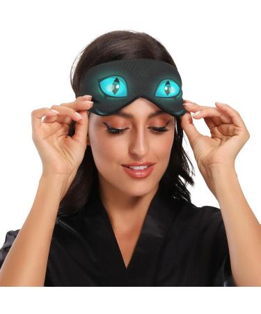 Haskirky Light Blocking Eye Mask - Adjustable Men and Women Travel, Yoga, Meditation - Black Cat Eyes Design for Office Deep Sleep Comfort - Buy Online on SooperMarket.com