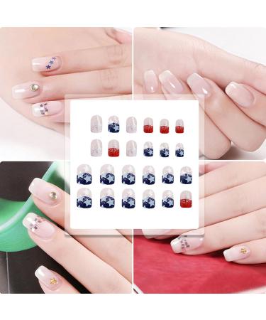 Teksome Independence Day Press On Nail Stars And Stripes Designs False Nails 4th Of July Cute Nails Stick On Nails Stars And Stripes Patriotic - Buy Online on SooperMarket.com