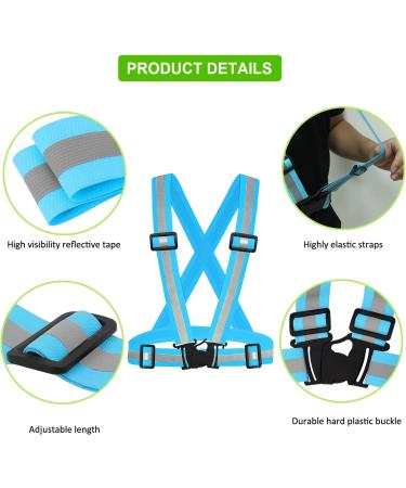 Reflective Running Vest for Women and Men | Adjustable & Lightweight | Highly Visible Safety Vest for Night Running, Jogging, Cycling, and Dog Walking - Blue - Buy Online on SooperMarket.com
