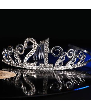 Frcolor 21th Birthday Crystal Tiara Crowns Headband with Hair Combs - Buy Online on SooperMarket.com